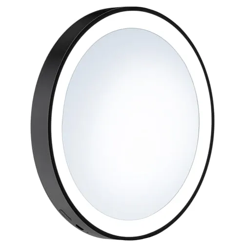 Smedbo Outline Lite LED Kosmetikspiegel schwarz mit 7-facher Vergrößerung - Kosmetikspiegel mit Saugnäpfen, 7-facher Vergrößerung und stylischem Design für präzises Make-up und Pflege.