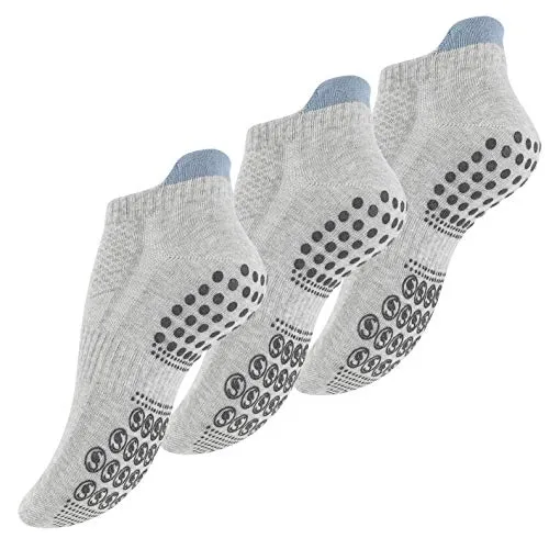STARK SOUL 3 Paar Damen Sneaker Socken, Sportsocken mit ABS-Sohle grau-melange, Größe: 39-42