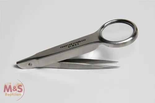 M&S Reptilien Terrarium Pinzette mit Lupe