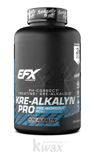 EFX Kre-Alkalyn Pro - 120 Kapseln - Sportnahrung mit 3600 mg pH-stabilem Kreatin pro Tagesportion, ideal zur Leistungssteigerung und Muskelaufbau ohne Kreatininabbau.