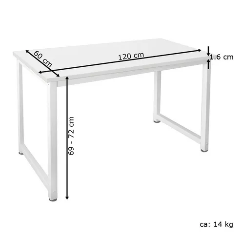 Kingpower Schreibtisch 120 x 60 cm - Walnuss Weiß - Stabiler PC Schreibtisch mit Höhenverstellung (69-72 cm) und einfacher Montage. Mit Drehgewinde zur Ausgleichung von Fußbodenunebenheiten - kein Wackeln mehr!