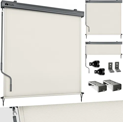 tillvex® Senkrechtmarkise 160 x 250 cm - Markisen für Außen- und Innenbereich, wasserfest und UV-Schutz 50+, ideal für Balkon, Terrasse und Garten.