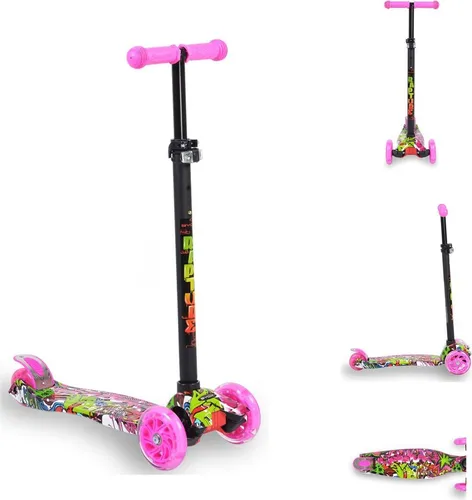 Byox Kinderroller Scooter Rapture aus Aluminium mit Leuchträdern - Kinderroller für 3- bis 8-Jährige, stabil durch 3 Räder und mit beleuchteten PU-Rädern für sicheres Fahrvergnügen. Verstellbarer Lenker für optimalen Komfort.
