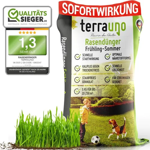 TerraUno Rasendünger Dünger Frühjahr Sommer Langzeitwirkung Sofortwirkung 5 kg