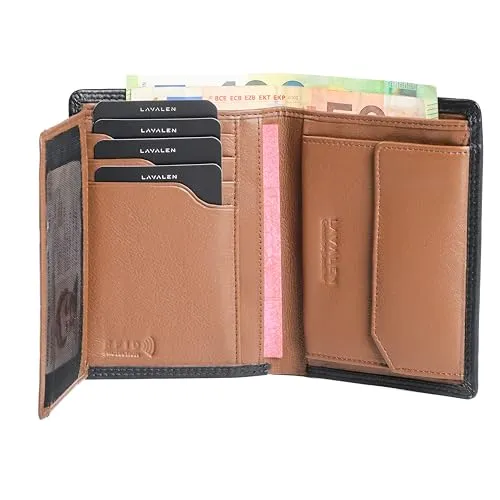 Lavalen Geldbörse Herren aus Echtleder mit RFID-Schutz – Slim Portemonnaie mit Münzfach – Kompakter Kartenhalter – Elegantes Geschenk für Männer.