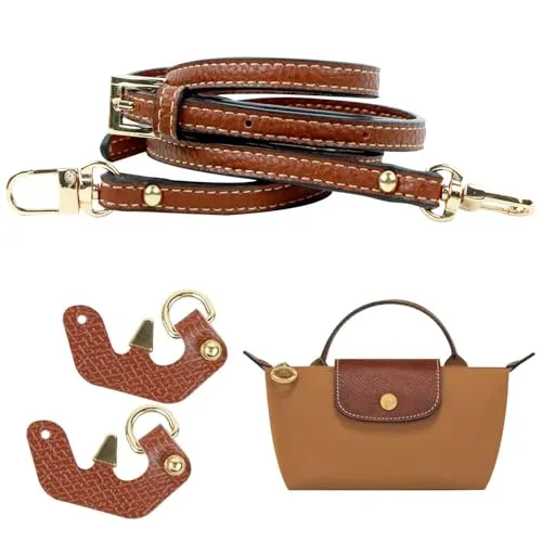 gexuamz Schultergurt für Longchamp Tasche Damen, Verstellbarer Henkelriemen für Mini Bag, Schultergurt für Taschen Braun Mini Schulranzen Strap, 2 Stück Schultergurtadapter, 90mm Breite, Länge 120cm