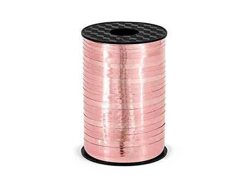 Produktbild PartyDeco Farbband Pink Gold RosegoldPlastic Ribbon 5mm/225m auf Spule Dekoration Geschenkverpackung Party DIY Kostüm-Party Geburtstagsfeier