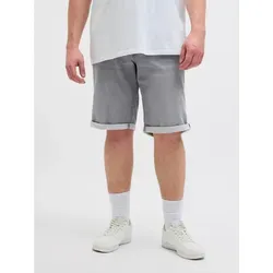 Jack & Jones PlusSize Shorts JJIRICK JJICON I.K. SHOR mit Umschlag grau 44 - Hochwertige Kinderhose in grau, mit elastischem Denim-Stoff und lässigem Umschlag, ideal für entspannte Sommertage.