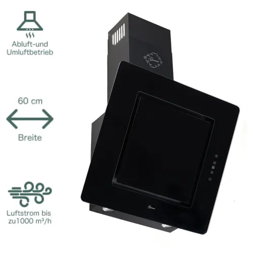 Dunstabzugshaube Kopffreihaube 60cm Gurari GCH S 155 BL60 Prime  1000m³/h