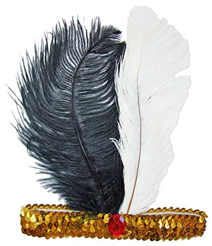 Charleston Feder Stirnband Gold - Haarschmuck zum 20er Jahre Kostüm