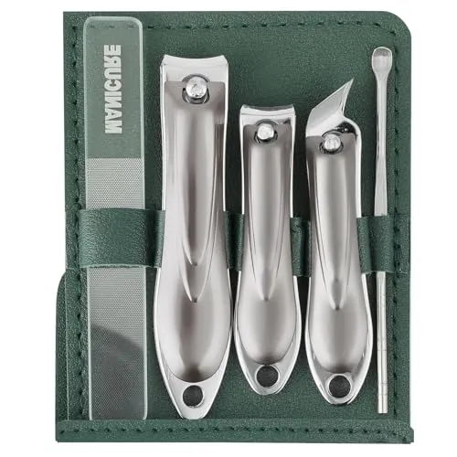 Nagelknipser Set 5-teilig – Professionelles Maniküre & Pediküre Set aus Edelstahl, Nagelknipser für Fußnägel & Fingernägel, Nagelschneider mit Nagelfeile und Etui