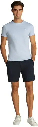 Tommy Hilfiger Herren T-Shirt Kurzarm Stretch Slim Fit Tee, Blau (Breezy Blue), XXL - T-Shirts für Herren mit schmaler Passform und elastischem Stretchmaterial für optimalen Tragekomfort und modernes Design.