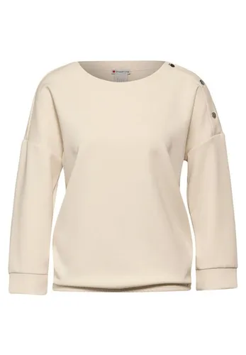 STREET ONE Langarmshirt - Elegantes Damenshirt im Silk Look mit 3/4 Arm und Knopfdetail an der Schulter. Der weiche Materialmix sorgt für hohen Tragekomfort und seidigen Glanz.