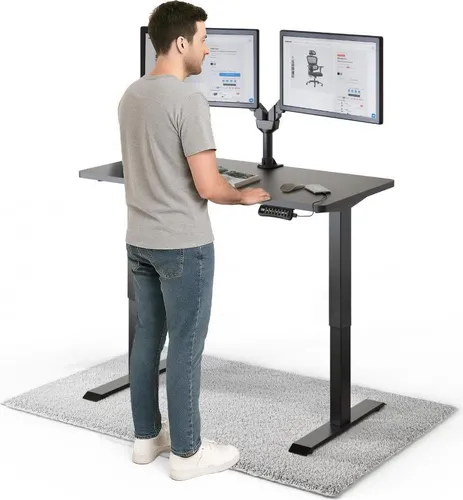 DESKSPACE PRO Elektrisch höhenverstellbarer Schreibtisch 120x60cm - Ergonomischer Stehpult mit Memory Funktion - VIELSEITIGER ARBEITSPLATZ FÜR ZUHAUSE UND BÜRO - Der elektrisch höhenverstellbare Schreibtisch fördert eine ergonomische Haltung und ist ideal für verschiedene Arbeitsumgebungen. LEISE UND ROBUST - Mit einem Motor, der unter 50 dB arbeitet, bietet er eine zuverlässige Höhenverstellung bis 100 kg.