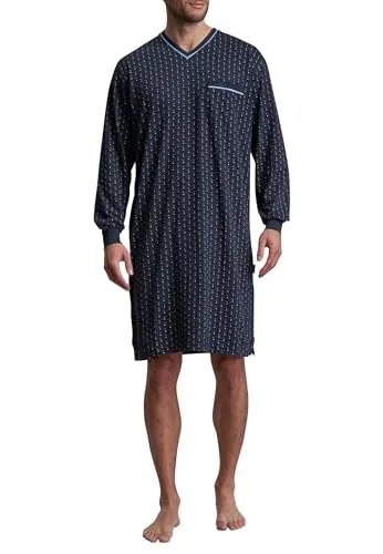Götzburg Herren Nachthemd, Langarm, Baumwolle - Bequemes Nachthemd aus 100% Baumwolle im legeren Schnitt mit V-Ausschnitt, ideal für angenehme Nächte und entspannte Stunden.
