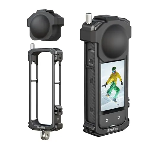SMALLRIG Cage Käfig für Insta360 X4 - Schutzgehäuse für Actionkameras, aus Aluminium mit Silikon-Objektivabdeckung für optimalen Schutz und werkzeuglose Installation für schnellen Batteriewechsel.