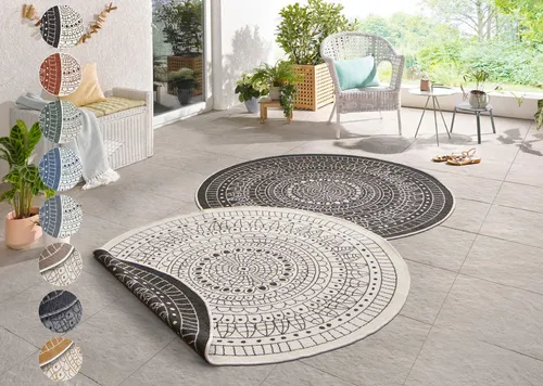 NORTHRUGS Porto Wendeteppich, rund, 100 cm, schwarz von Hanse Home