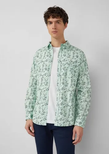 s.Oliver Langarmhemd Hemd Slim Fit: Langarmhemd mit All-over-Print und Kentkragen
