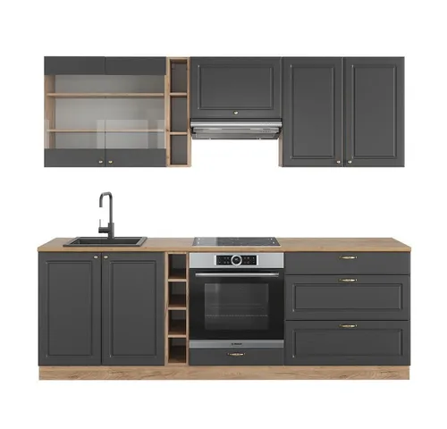 Vicco Küchenzeile Fame-Line Landhaus Eiche Anthrazit 235 cm von Vicco