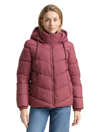 TOM TAILOR Damen 1047526 Puffer-Jacke mit Kapuze, 10976-Deeply Mauve, XXL