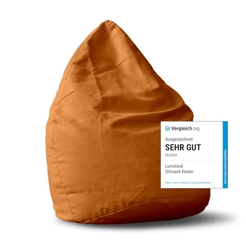 Lumaland Sitzsack Luxury 60x45cm - Orangener Microvelours Beanbag für ultimativen Komfort - Sitzsäcke für Erwachsene & Kinder, aus hochwertigem Microvelours mit ergonomischer EPS-Füllung für optimale Körperanpassung und angenehme Temperaturen.