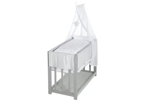 roba® Stubenbett 3 in 1 - Babybett grau mit Bettzubehör - Vielseitiges Stubenbett für Neugeborene, inklusive kompletten Bettzubehör und einfacher Selbstmontage, ideal für das erste Jahr.