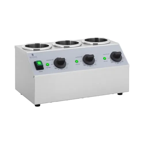 Royal Catering Speisenwärmer 3 x 1 L - Töpfe für das Warmhalten von Saucen, ideal für Gastronomie, mit präziser Temperaturregelung von 40 - 90 °C für perfekte Genussmomente.