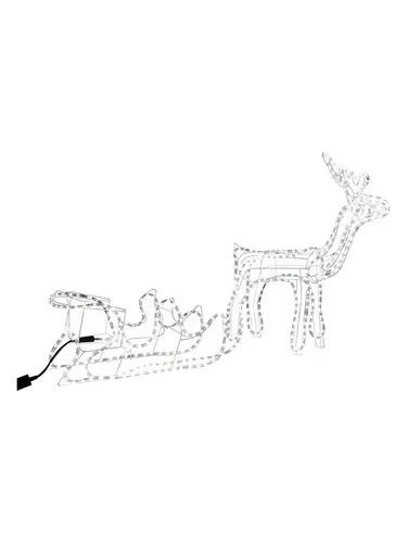 HI LED-Dekofigur Rentier mit Schlitten – festliche Weihnachtsdekoration - Figuren aus Metallgestell mit 24 kaltweißen LEDs, ideal für eine stimmungsvolle Beleuchtung in der Weihnachtszeit.