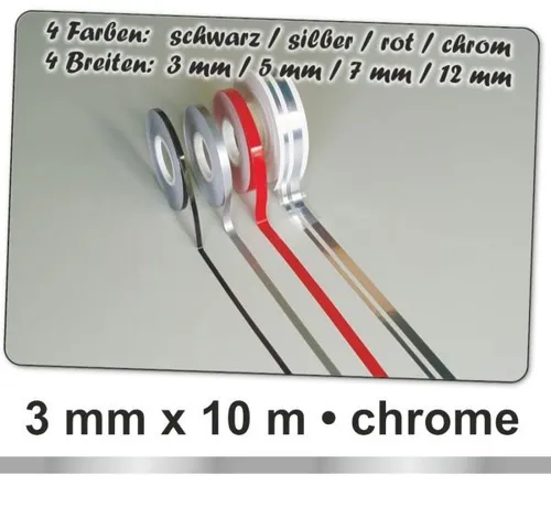 Hermann Schütz Auto Zierstreifen Deco-Stripe chrome 3mm x 10m  Aufkleber