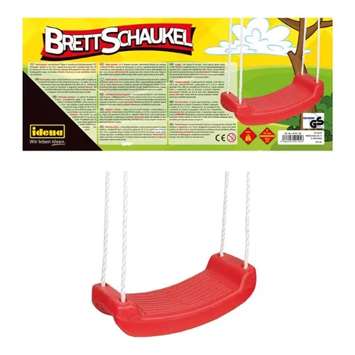 Idena Brettschaukel rot 42x18cm bis 50 kg verstellbar von 140 - 180 cm Schaukel