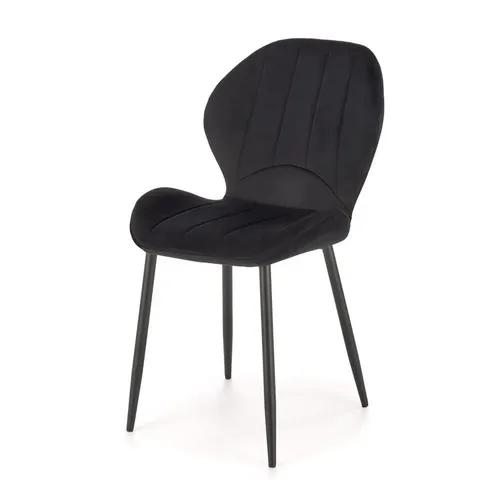 Gepolsterter Stuhl K538 schwarz aus Stoff und Metall, 48 cm breit, 57 cm tief, 85 cm hoch