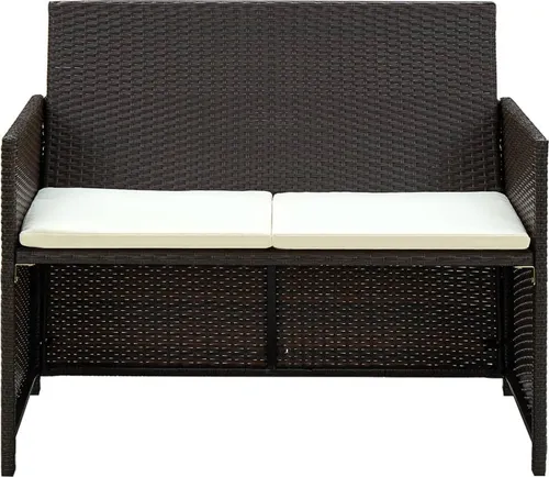 vidaXL Gartensofa 2 Sitzer aus Poly Rattan