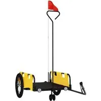 vidaXL Fahrradanhänger - Gelber Lastenanhänger mit Sicherheitsflagge - Fahrradanhänger für vielseitige Transporte. Robuste Eisenkonstruktion und wasserabweisendes Oxford-Gewebe bieten Langlebigkeit und Sicherheit auf allen Wegen.