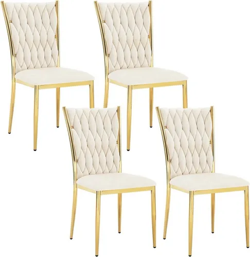 Woltu Polsterstuhl (4 St) - Elegante Samt-Esszimmerstühle mit hoher Rückenlehne - Bequeme Esszimmerstühle aus Samt mit robustem Metallrahmen und ergonomischer Rückenlehne. Ideal für modernes Wohnen und vielseitig einsetzbar.