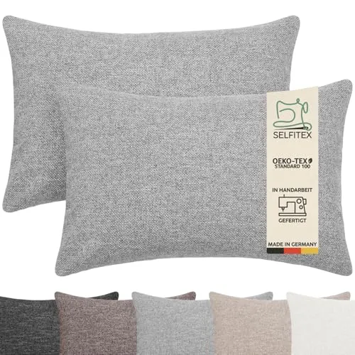Selfitex 2er Set Sofakissen 40x60 cm - Grau - Hochwertige Kissen für stilvolle Deko, mit weicher Füllung und robustem Bezug, ideal für Wohn- und Schlafzimmer. Pflegeleicht und made in Germany.