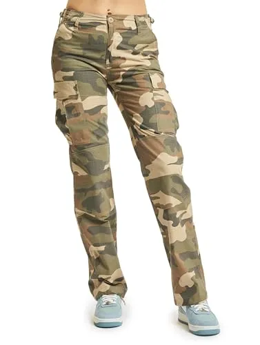Brandit Women BDU Ripstop Pants - Light Woodland, Größe 33 - Damen-Hosen mit hohem Wohlfühlfaktor, regulierbarer Bundweite und verstärktem Knie für Freizeit und Outdoor-Aktivitäten. Wasserabweisendes, pflegeleichtes Ripstop Material.