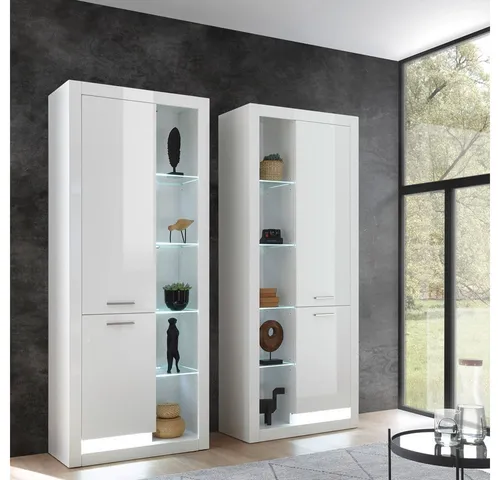 Lomadox Wohnwand MAILAND-61 - Hochglanz Weiß mit LED-Beleuchtung - Moderne Wohnwand in Hochglanz Weiß, inkl. LED-Beleuchtung für stilvolle Akzente. Flexibel kombinierbar mit verschiedenen Einzelmöbeln für dein individuelles Wohnzimmer.