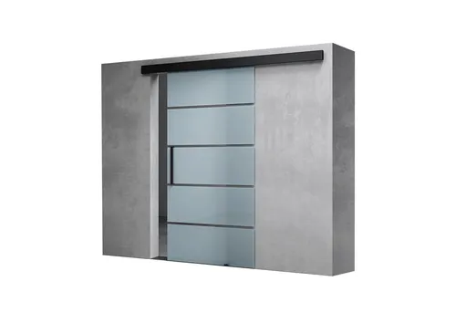 Mai & Mai Glasschiebetür komplettset Teilsatiniert Selbsteinzug 15mm Wandabstand Schwebetür 8mm