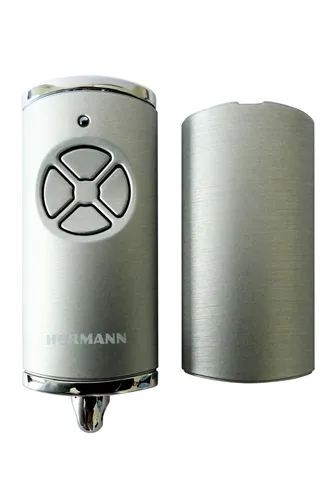 Hörmann Handsender HSE4BS - Leer Gehäuse in Silber - Garagentor-Handsender mit hochwertiger Silber-Optik und Flip Cover für optimalen Schutz und stilvolles Design.