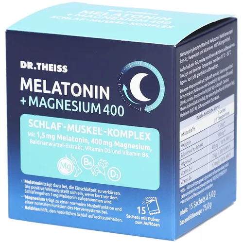 DR.THEISS Melatonin+Magn.400 Schlaf-Komplex Pulver 15X5 g