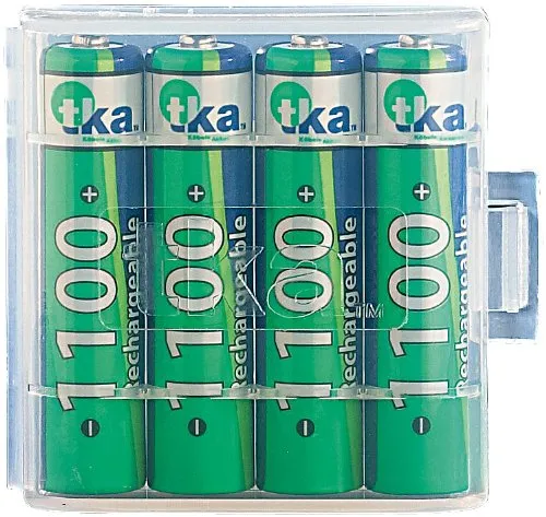 tka Köbele Akkutechnik Akku für Telefon: 4er-Set NiMH-Akkus Typ AAA/Micro, 1.100 mAh, mit Aufbewahrungs-Box (Akkubatterien, Batterien AAA aufladbar, wiederaufladbare)
