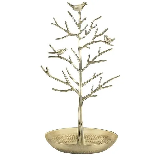 TRIXES Schmuckbaumständer im Gold-Stil – Vintage-Vögel in gold von TRIXES