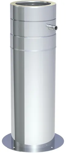 Jeremias DW-ECO 2.0 Teleskopstütze 130mm - Höhenverstellbare Teleskopstütze für Edelstahlschornsteine, von 190 bis 630 mm anpassbar. Mit integriertem Kondensatablauf für eine sichere und zuverlässige Installation.
