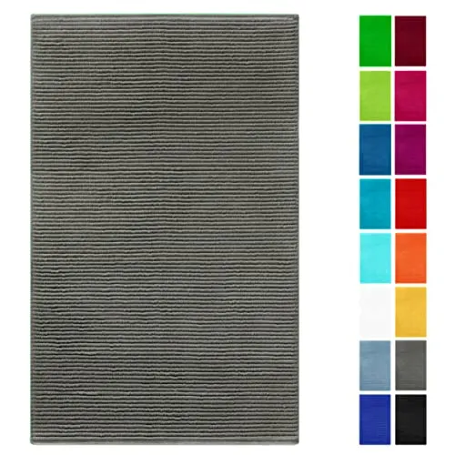 Lashuma Frottee Badezimmermatte Dunkel-Grau 50x80 cm - Hochwertige Frottee Badematte in Dunkel-Grau (50x80 cm) für ein angenehmes Gefühl nach dem Duschen. Saugfähig und pflegeleicht, ideal für Ihr Badezimmer.