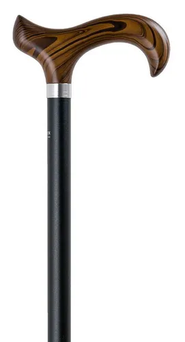 Leichtmetallstock Gehstock schwarz mit Holzgriff - Gehstock aus leichtem Aluminium, höhenverstellbar und ideal für eine maximale Belastbarkeit von 100 kg. Perfekt für mehr Sicherheit und Komfort im Alltag.
