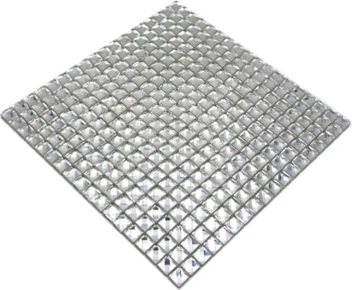 Glasmosaik Mosaik Fliese Diamantoptik Spiegel Klar Silber Glänzend Fliesenspiegel