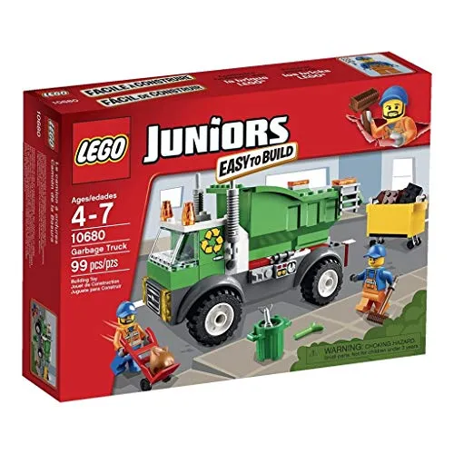 LEGO Juniors 10680 - Müllabfuhr mit Minifiguren - Bauklötze & Bausteine: Enthält 2 Müllmann-Minifiguren und ein einfach zu bauendes Müllfahrzeug mit Kippfunktion für schnellen Spielspaß.