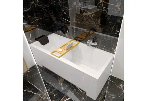 Badewanne Rechteck 140x70 OPTIMAZ mit Styroporträger und Ablage - Moderne rechteckige Badewanne aus Acryl mit rutschsicherem Boden und einfacher Reinigung. Ideal für entspannende Momente im Badezimmer. CE-zertifiziert und mit 10 Jahren Herstellergarantie.
