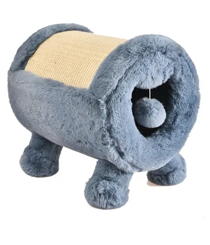 Dehner Premium Lovely Katzen Kratz- und Kuschelhöhle - 30 cm, Plüsch und Sisal, ideal für Krallenpflege und Entspannung mit herausnehmbarem Wendekissen