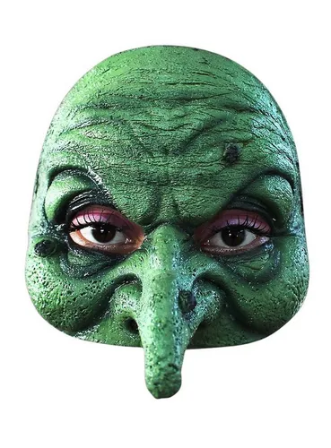 Ghoulish Productions Verkleidungsmaske Grüne Hexenmaske - Halloween Fasching Kostüm Maske